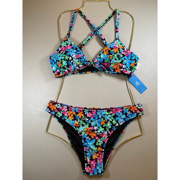 Cupshe Other - NWT Floral Multicolor Cupshe Bikini Size Medium w/ Crisscross Back